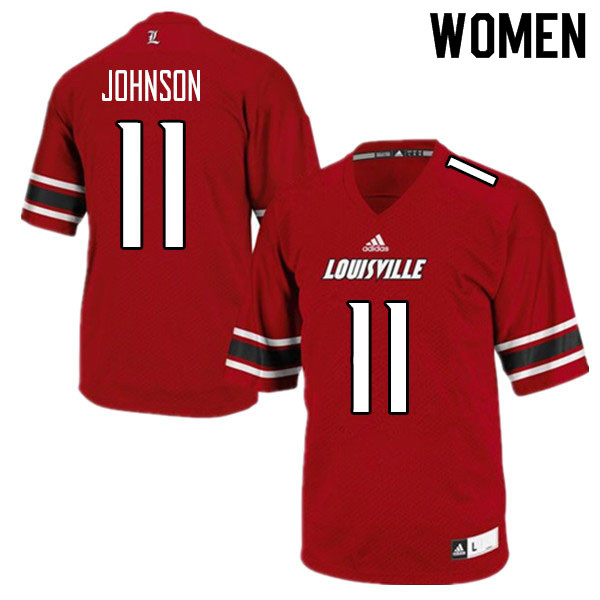 Women #11 Josh Johnson Louisville Cardinals College Football Jerseys Sale-Red - Click Image to Close